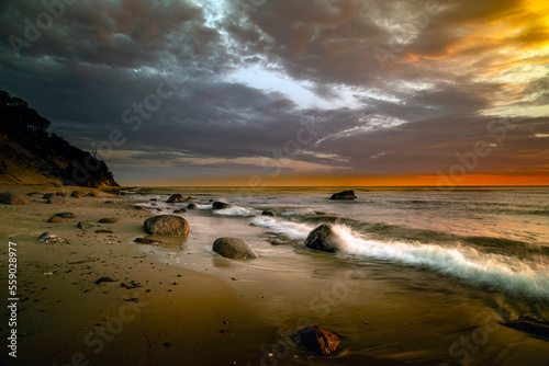 Fototapeta Naklejka Na Ścianę i Meble -  Landscape above the sea. Sand, beach and sea. Landscape from the Baltic Sea.