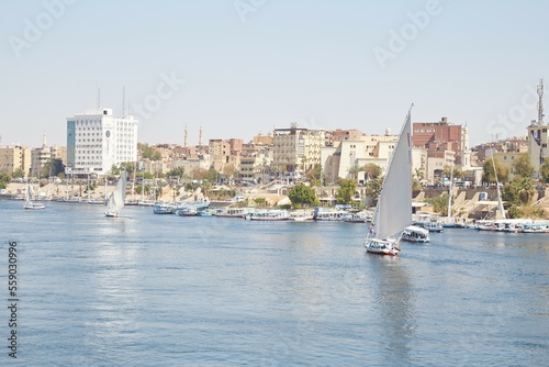 The View of the Nile River from Elephantine Island in Aswan photo