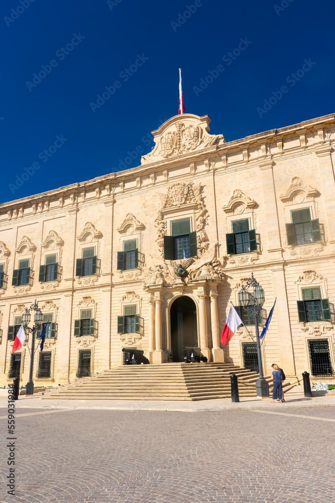 Valletta, Malta, 22 May 2022:  City hall of Valletta