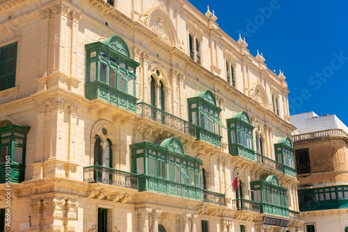 Valletta, Malta, 22 May 2022:  Buildings with traditional maltese balconies in Valletta old town © Stefano Zaccaria