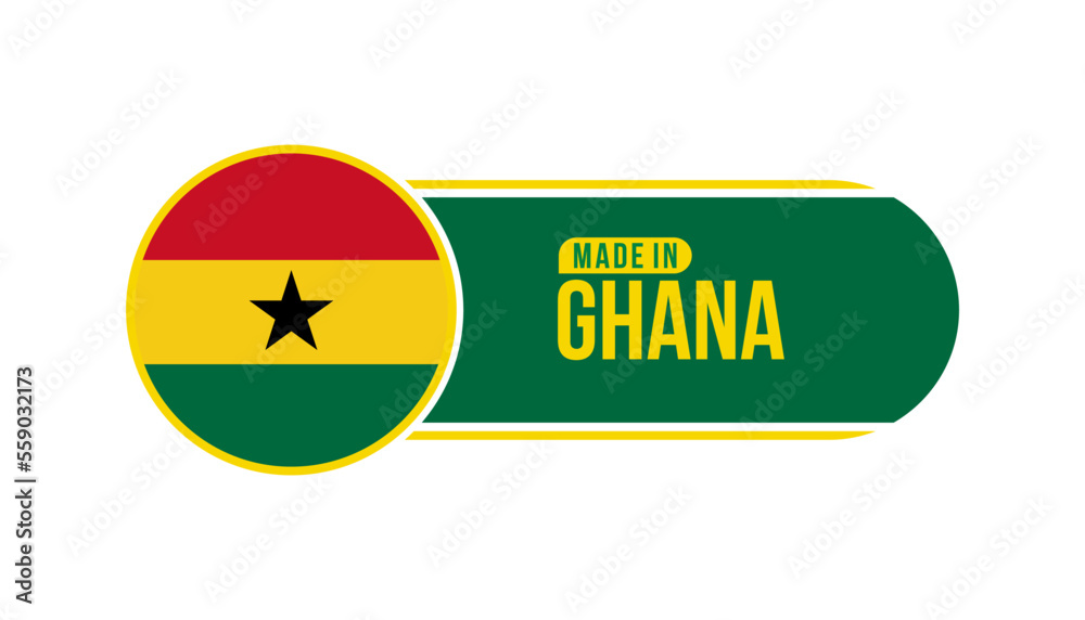 Fototapeta premium Made in Ghana. Product packaging label with Ghana flag. Vector illustration