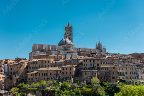 Siena, Italy, 17 April 2022:  Beautiful cityscape of the medieval historic center © Stefano Zaccaria