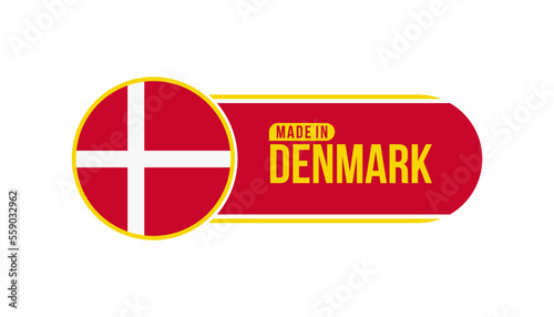 Made in Denmark. Product packaging label with Denmark flag. Vector illustration Free Download Made in Denmark. Product packaging label with Denmark flag. Vector illustration - GFXLoad
