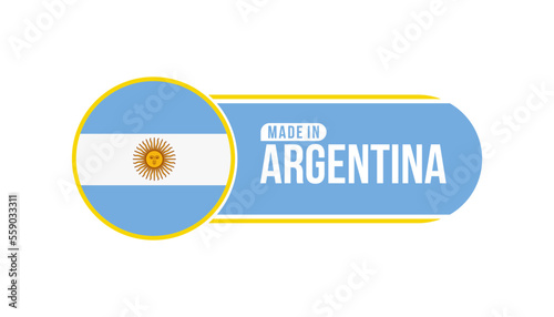 Made in Argentina. Product packaging label with Argentina flag. Vector illustration