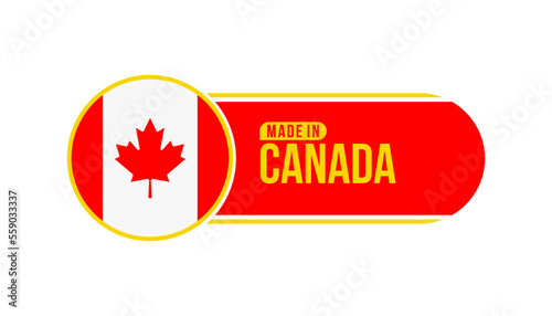 Made in Canada. Product packaging label with Canada flag. Vector illustration