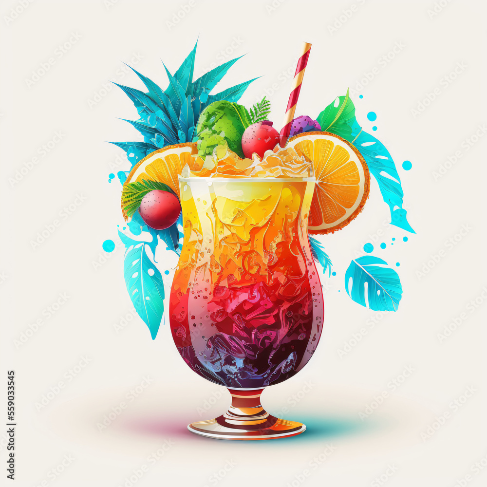 cocktail illustration - obrazy, fototapety, plakaty 