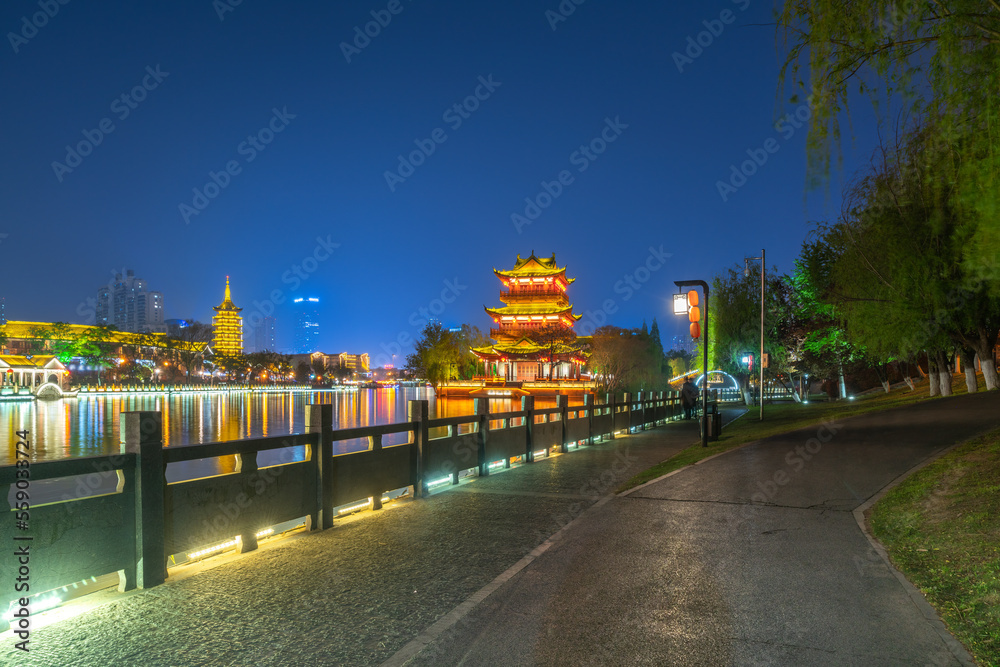 Night View of Huai'an Qingjiang Ancient Canal