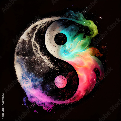 Cosmic Yin Yang  symbol - By Generative AI