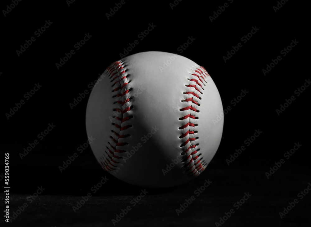 Baseball ball on black background, closeup. Sports game