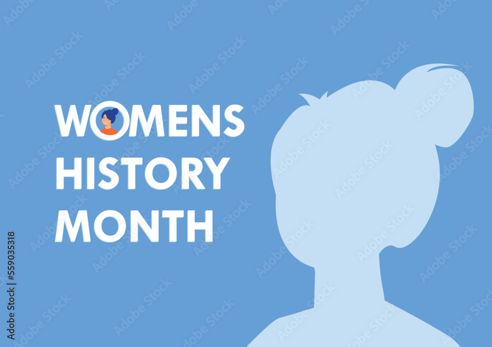 Women's history month 2022 banner, flat vector modern illustration