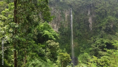 Getasan Indonesia, January 5 2022. Water flowing from a fountain in the forest.  photo