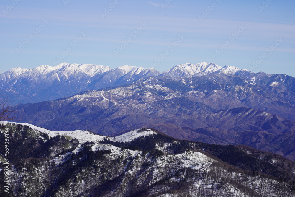 日本中央アルプスの冬