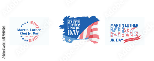 American flag, martin luther king day, MLK Banner of memorial day, set flat vector modern illustration photo