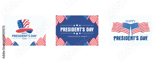 USA Presidents Day celebrate, Happy President’s Day , Design for banner, greeting cards or print, set flat vector modern illustration