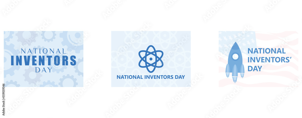 Fototapeta premium National Inventors Day, February 11, Holiday concept, set flat vector modern illustration