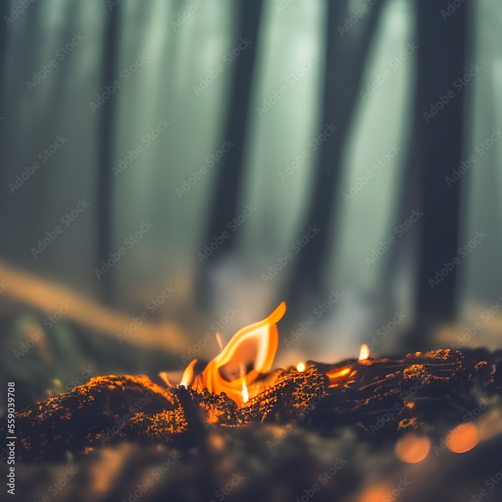 Imagen de fuego en el bosque, Generativa, Inteligencia artificial , (IA) (AI)