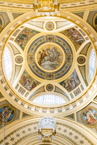 Szchenyi Thermal Baths historical building in Budapest city interior