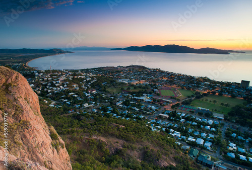 Aerial view of Townsville, Queensland at sunset