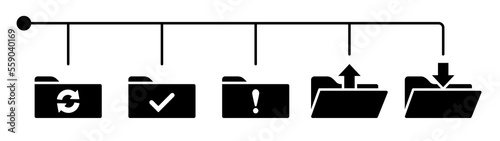 System folder status icons. Update, Complete, Error, Upload, Download status.