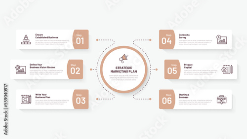 Infographic template with six steps
