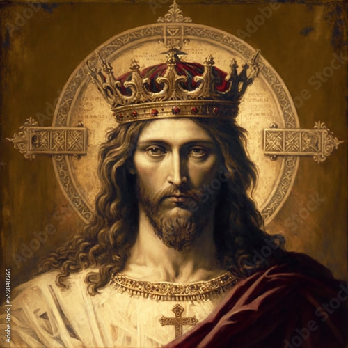 Print op canvas Jesus Christ with a crown illustration
