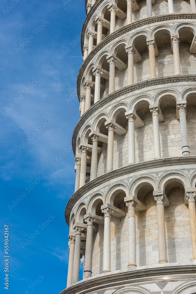 Detail of the Leaning Tower of Pisa,  Italy
