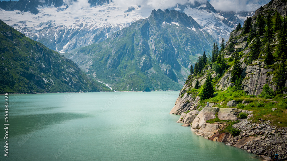 Beautiful lake in the glaciers of the Swiss Alps - nature of Switzerland - travel photography Beautiful lake in the glaciers of the Swiss Alps - nature of Switzerland - travel photography