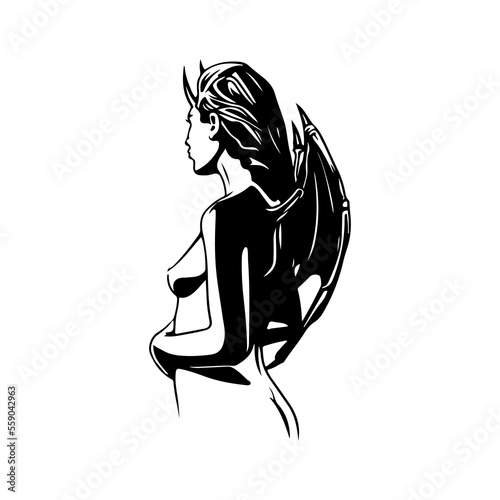 vector illustration of woman with wings