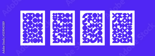 Foto Geometric pattern background, abstract circle, half - circle, bauhaus modern stickers design