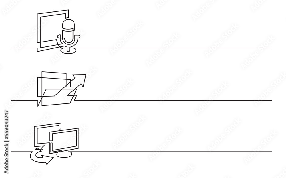 PNG image with transparent background of continuous line drawing of various business icons isolated symbols