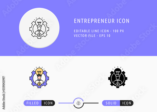 Entrepreneur Icon Isolated on White Background. Startup Manager Thin Line Symbol Stock Vector Illustration For Mobile App And Web Design.