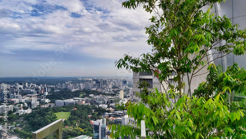 Canvas Print Aerial view of Singapore from CapitaSpring Building