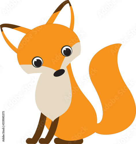 Cute fox in the style of flat.