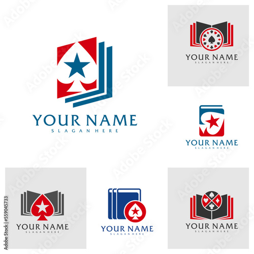 Set of Book Poker logo vector template, Creative Poker logo design concepts