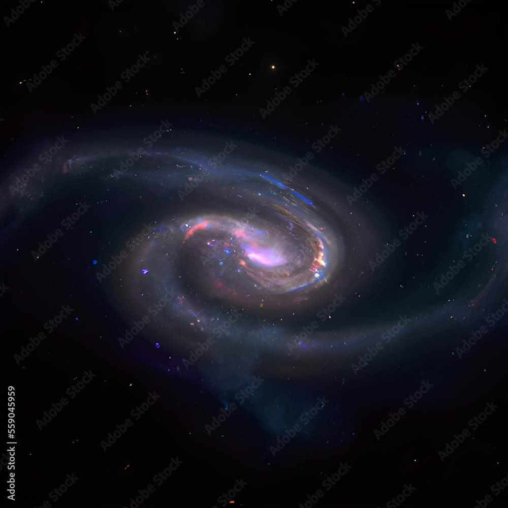 galaxies, spirals, space, nebulae, stars, smoke, iridescent, intricate detail, generative ai