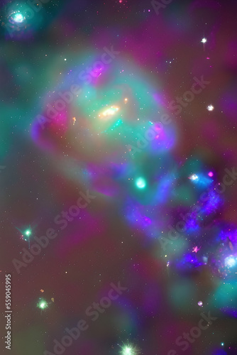 galaxies, spirals, space, nebulae, stars, smoke, iridescent, intricate detail, generative ai