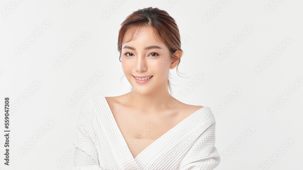 Beautiful young asian woman with clean fresh skin on white background, Face care, Facial treatment, Cosmetology, beauty and spa, Asian women portrait. Beautiful young asian woman with clean fresh skin on white background, Face care, Facial treatment, Cosmetology, beauty and spa, Asian women portrait.