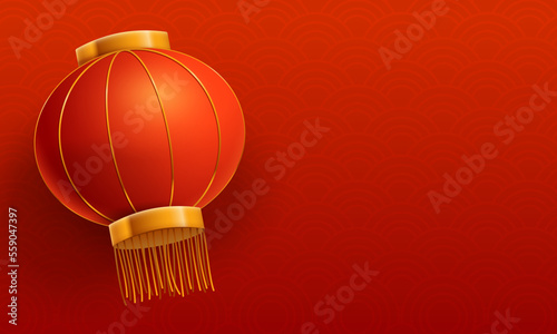Chinese new year background template Illustrations with red pattern and big red lantern