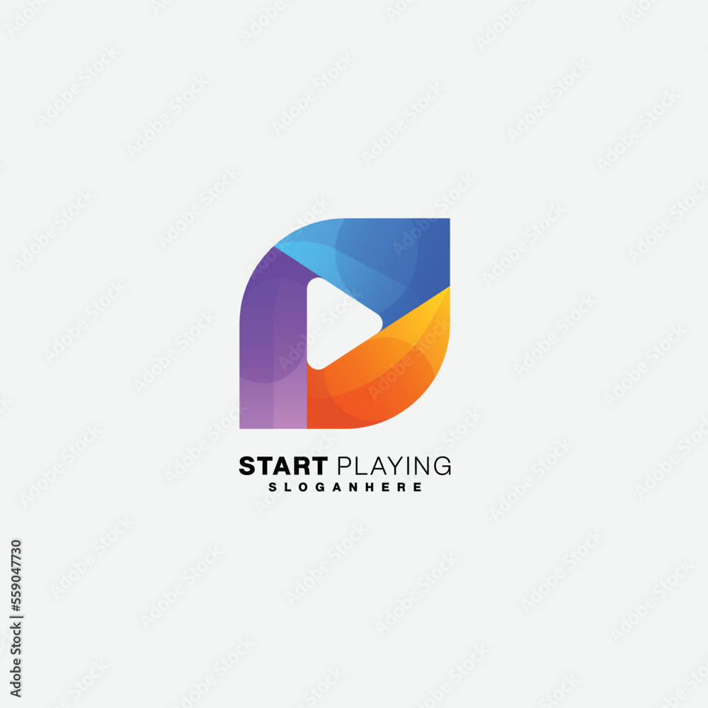 play media template logo colorful design