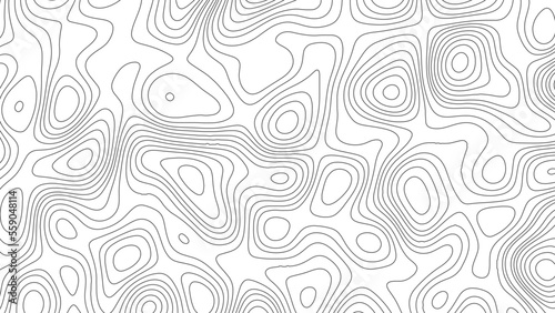 Grey outline topographic contour map abstract tech background