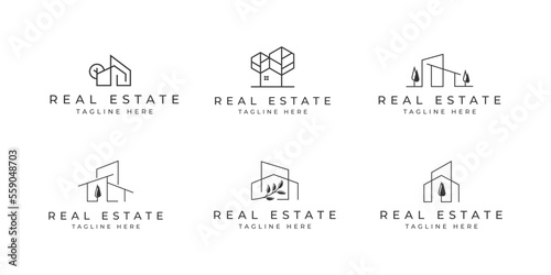 Home real estate icon vector illustration template design set, Marketing Logo set