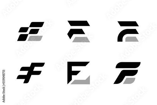 F EF FE logo design set in vector Awesome minimal trendy professional logo set design template.