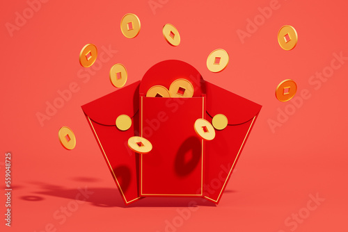 3d rendering chinese new year red packet