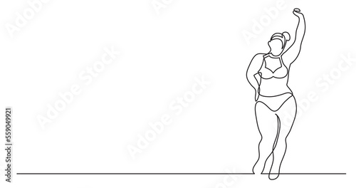 continuous line drawing of confident oversize woman doing tai chi exercise with body positivity PNG image with transparent background