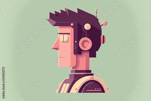 Futurama minimalist style human robot character pastel colors photo