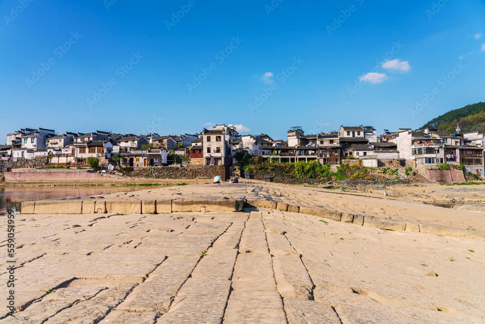 Natural Scenery of Ancient Villages and Rivers in the Mountainous Areas of Anhui Province, China