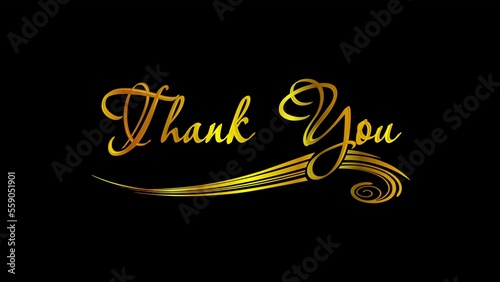 Thank You gold typography lettering with black background