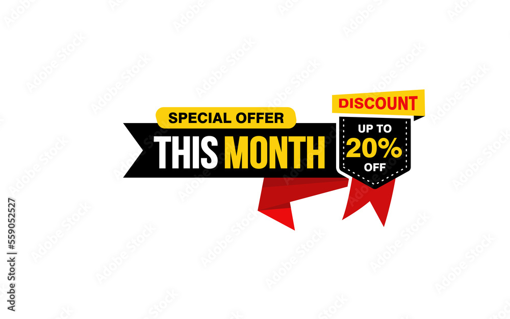 Cuadro en lienzo 20 Percent THIS MONTH offer, clearance, promotion banner layout with sticker style
