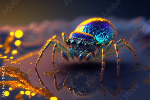 An extremely sharp and detailed portrait of spider macro. Generative AI. Detailed spider. Spider macro. © UIMEGA