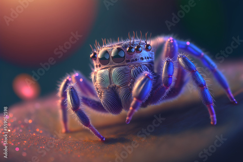 An extremely sharp and detailed portrait of spider macro. Generative AI. Detailed spider. Spider macro.
